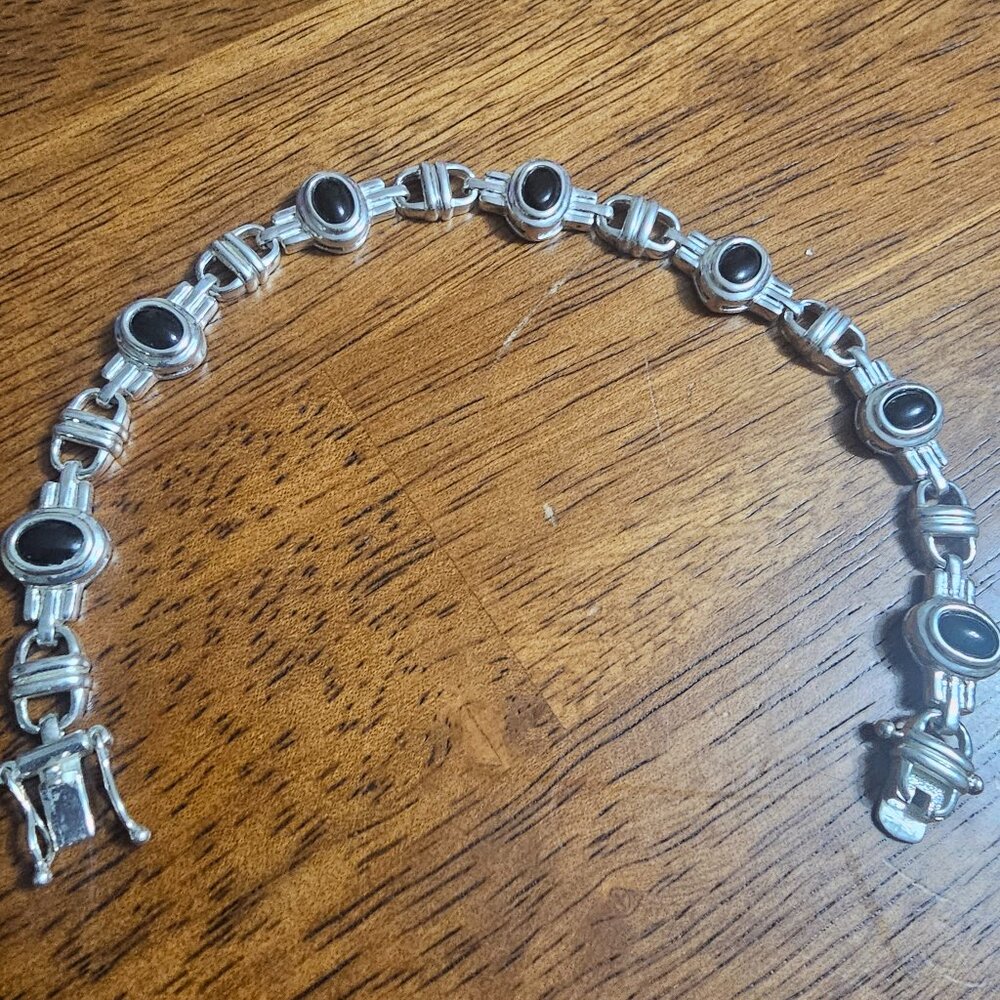 Italy 925 silver bracelet with onyx accents